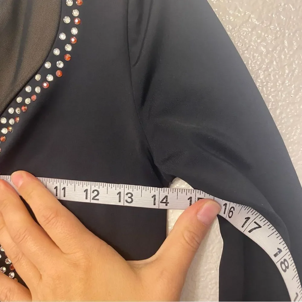 WEISSMAN Ivy Sky Dance Costume black Crystal illusion Leotard MT11574 MA